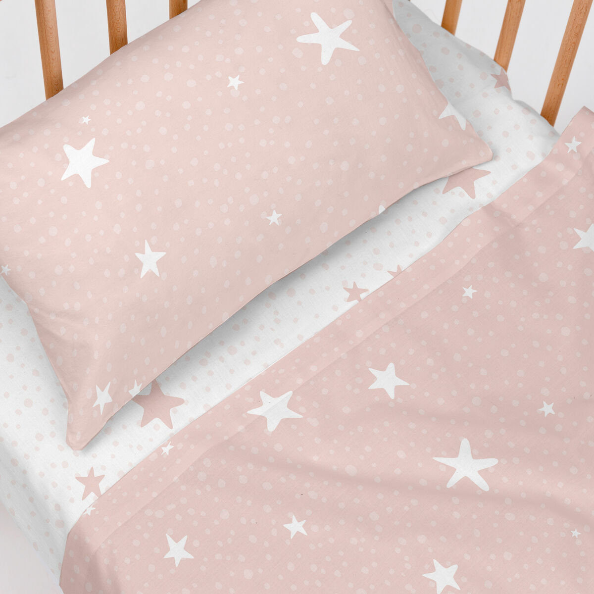 Jeu de draps pour berceau HappyFriday Basic Kids Little star Rose Lit de bébé